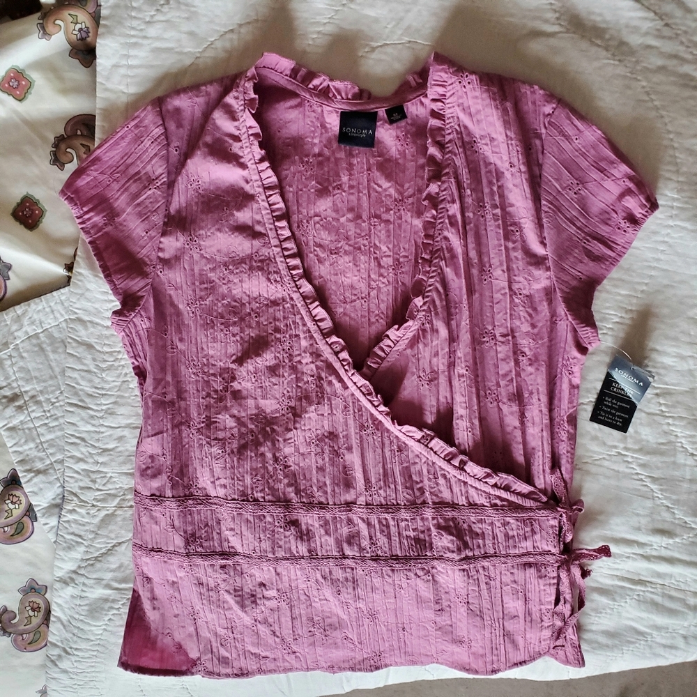 Sonoma Purple Flower Patterned Blouse